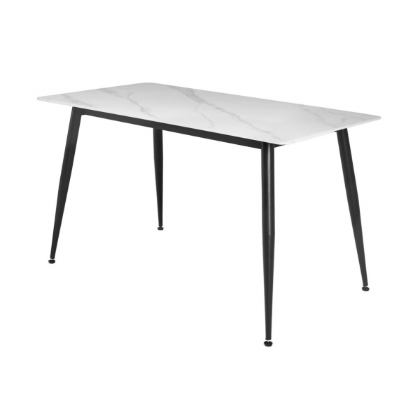 Обідній керамічний стіл TM-100 білий мармур + чорний
