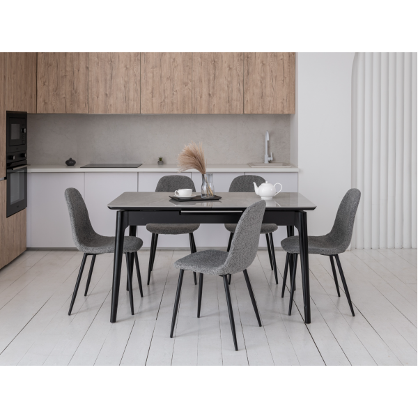 Керамічний стіл TM-89 калакатта мармур (сіра кераміка) + чорний