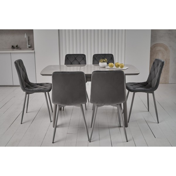 Керамічний стіл TM-84 калакатта мармур (сіра кераміка) + сірий