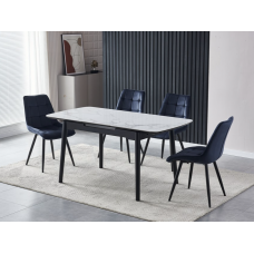 Керамічний стіл TM-87 білий мармур + чорний