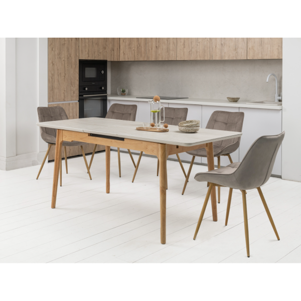 Керамічний стіл TM-89 травертін + дуб