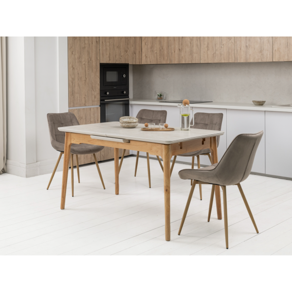 Керамічний стіл TM-89 травертін + дуб