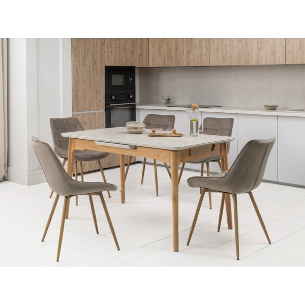 Керамічний стіл TM-89 травертін + дуб