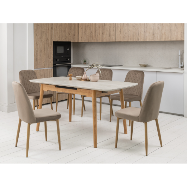 Керамічний стіл TM-76 травертін матовий + дуб