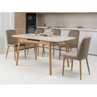 Керамічний стіл TM-76 травертін матовий + дуб