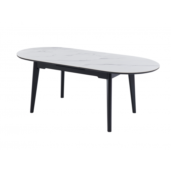 Керамічний стіл TM-126 білий мармур + чорний