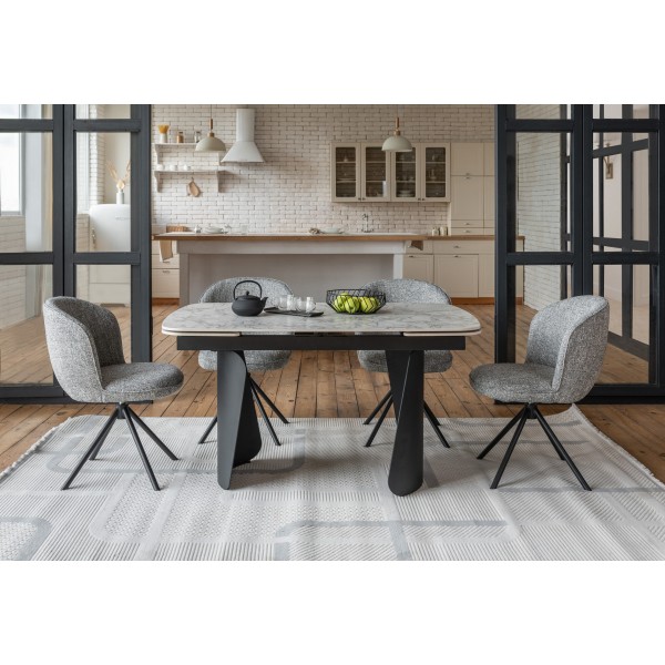 Керамічний стіл Нардо TML-1270 клауді грей + чорний