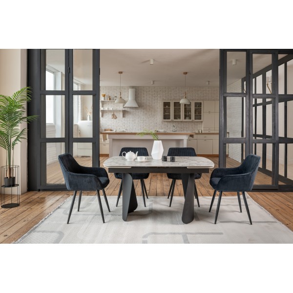 Керамічний стіл Нардо TML-1270 клауді грей + чорний