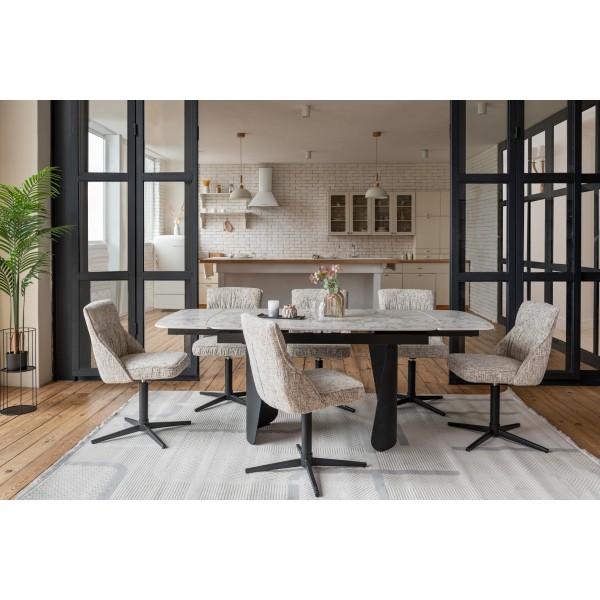 Керамічний стіл Нардо TML-1270 клауді грей + чорний