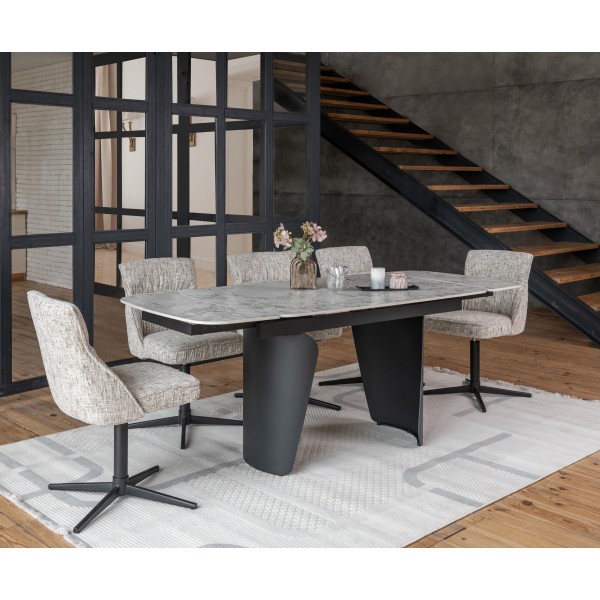 Керамічний стіл Нардо TML-1270 клауді грей + чорний