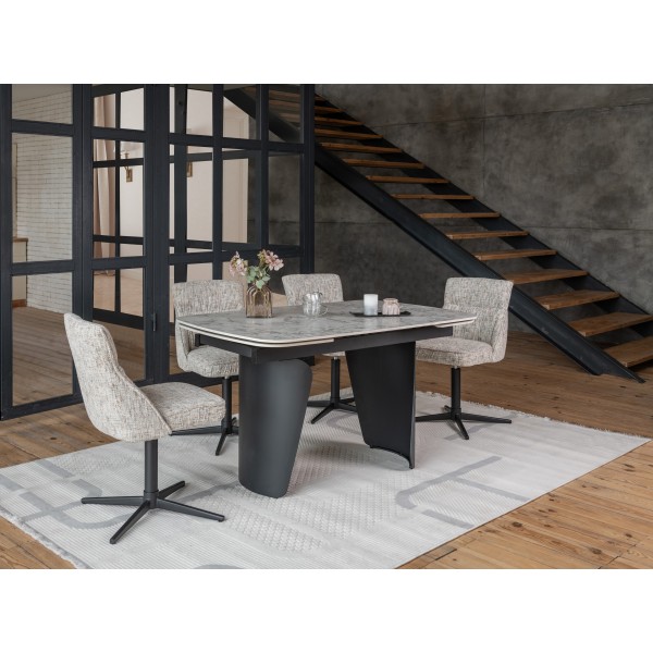 Керамічний стіл Нардо TML-1270 клауді грей + чорний