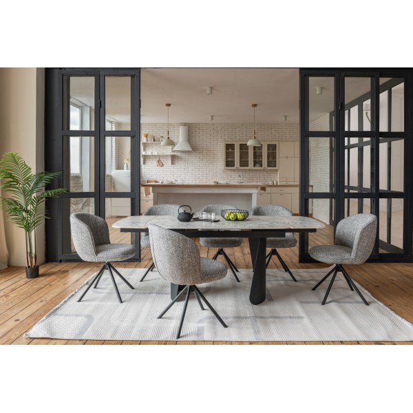 Керамічний стіл Нардо TML-1270 клауді грей + чорний