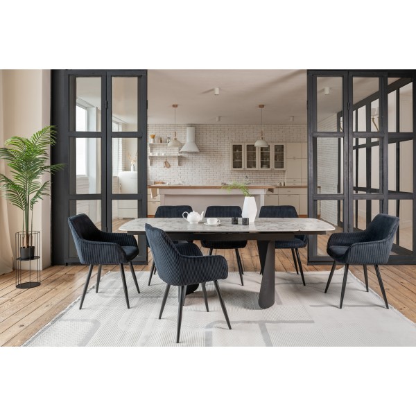 Керамічний стіл Нардо TML-1270 клауді грей + чорний