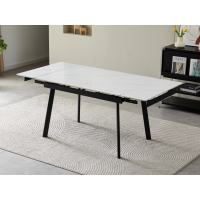 Керамічний стіл TM-98-1 білий мармур + чорний