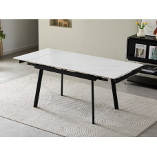 Керамічний стіл TM-98-1 білий мармур + чорний